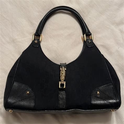 gucci bardot|GUCCI Monogram Bardot Shoulder Bag Black.